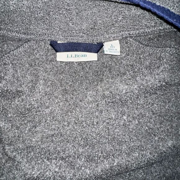LL Bean Sweater Shirt Womens Large Gray Blue Fleece Outdoor Top Full Zip Jacket - Picture 8 of 13